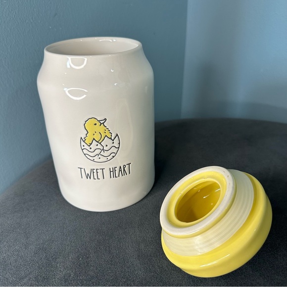 Rae Dunn by Magenta Tweet Heart Yellow & White Top Ceramic Jar Container - Picture 7 of 11